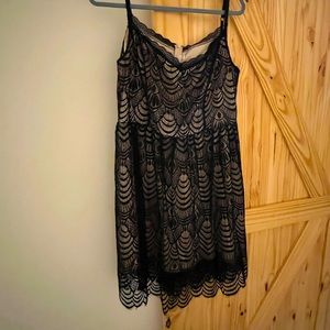 Black and Nude Lace fit and flare dress size L